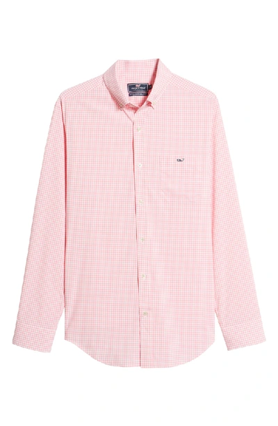 Shop Vineyard Vines Grand Cay Tucker Regular Fit Gingham Performance Sport Shirt In Pink