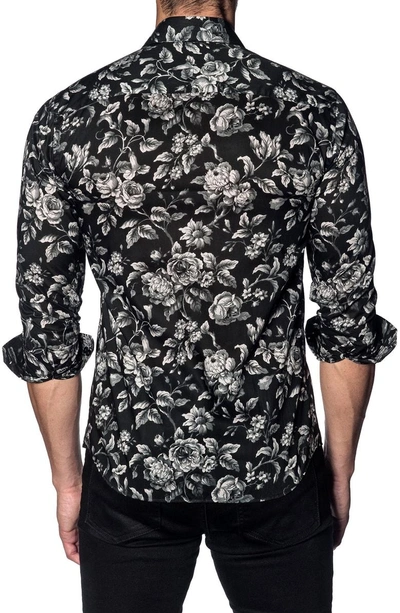 Shop Jared Lang Trim Fit Sport Shirt In Black Grey Floral Print
