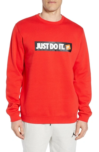 Nike Just Do It Logo Sweatshirt In University Red | ModeSens