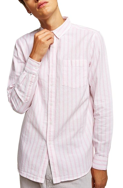Shop Topman Classic Stripe Shirt In Pink Multi