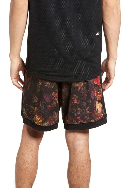 Shop Nike Dry Floral Shorts In Black/ White