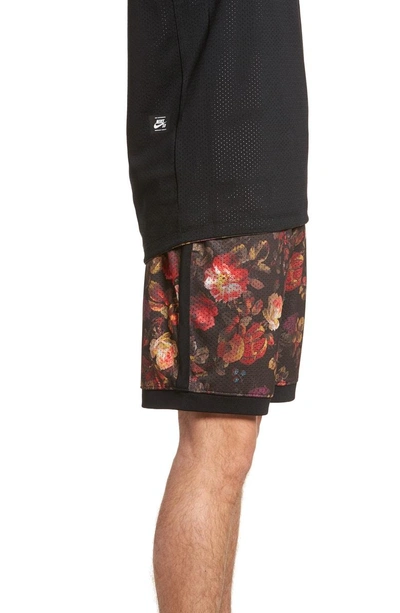 Shop Nike Dry Floral Shorts In Black/ White