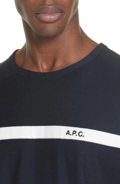 Shop Apc Stripe Logo T-shirt In Iak Navy