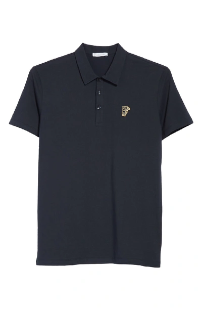 Shop Versace Trim Fit Polo In Navy/gold