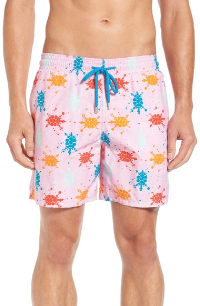 Shop Vilebrequin Japan Turtles Print Swim Trunks In Pink Quartz