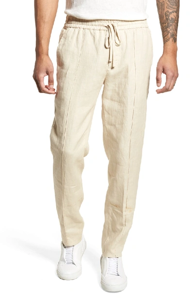 Shop Vince Pintuck Slim Fit Hemp Track Pants In White Sand