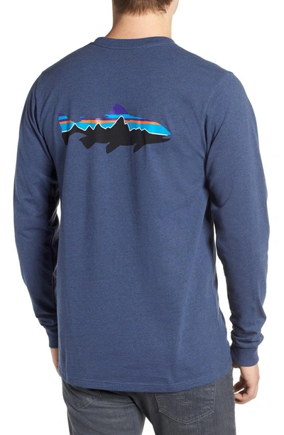 Shop Patagonia Fitz Roy Responsibili-tee Long-sleeve T-shirt In Dolomite Blue