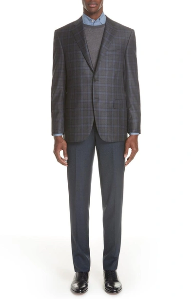 Shop Canali Classic Fit Plaid Wool Sport Coat In Dark Grey