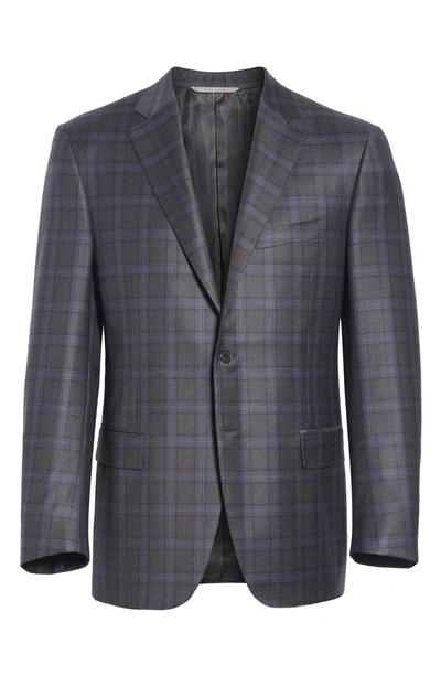 Shop Canali Classic Fit Plaid Wool Sport Coat In Dark Grey