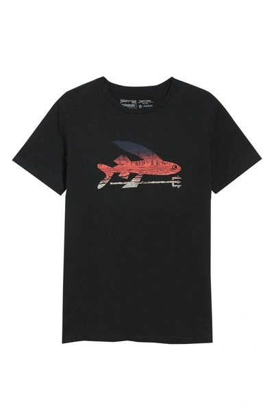 Shop Patagonia Flying Fish Regular Fit Organic Cotton T-shirt In Black/ Albanian Landscape