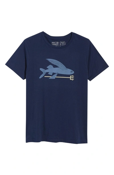 Shop Patagonia Flying Fish Regular Fit Organic Cotton T-shirt In Classic Navy