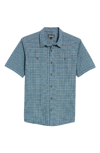 Shop Patagonia 'back Step' Regular Fit Check Short Sleeve Sport Shirt In Tino/ Classic Navy