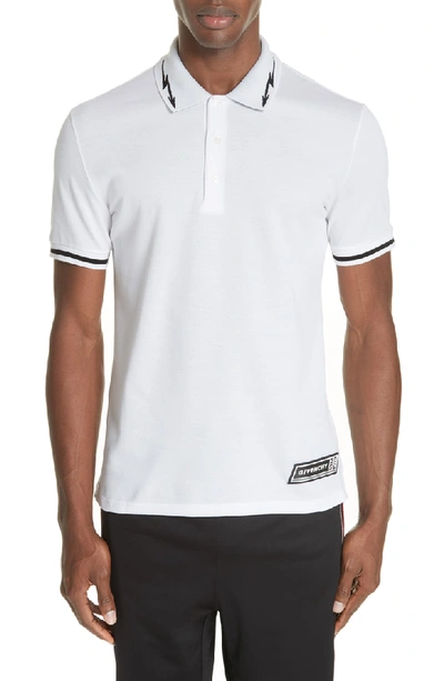 Shop Givenchy Lightning Bolt Tipped Polo In White/ Black