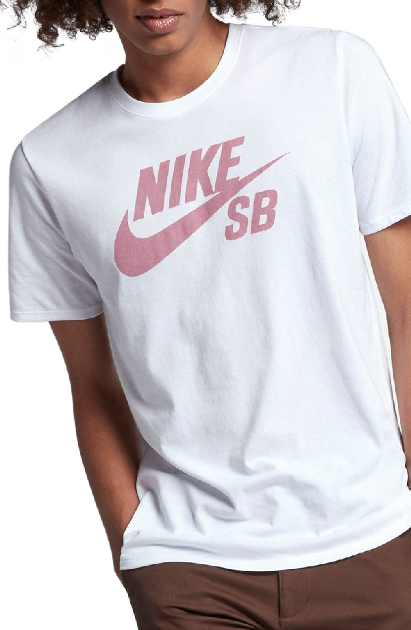 white pink nike shirt