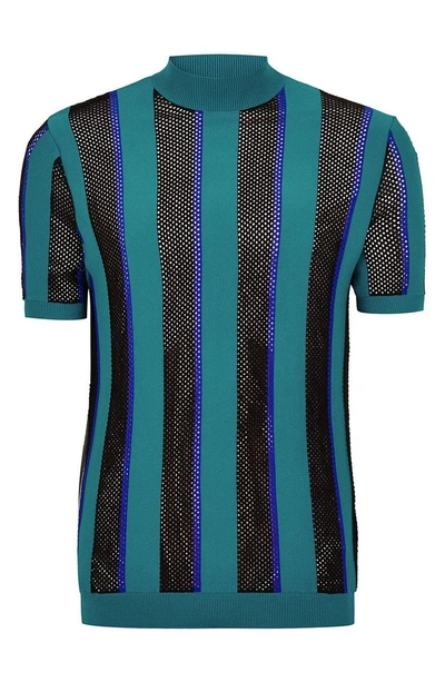 Shop Topman Mesh Stripe T-shirt In Blue Multi
