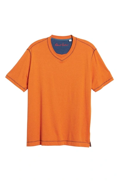 Shop Robert Graham Traveler V-neck T-shirt In Orange