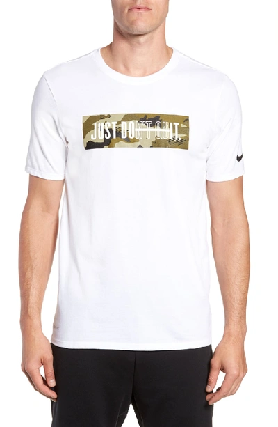 Nike Dry Just Don't Quit T-shirt In White/ Neutral Olive/ Black | ModeSens