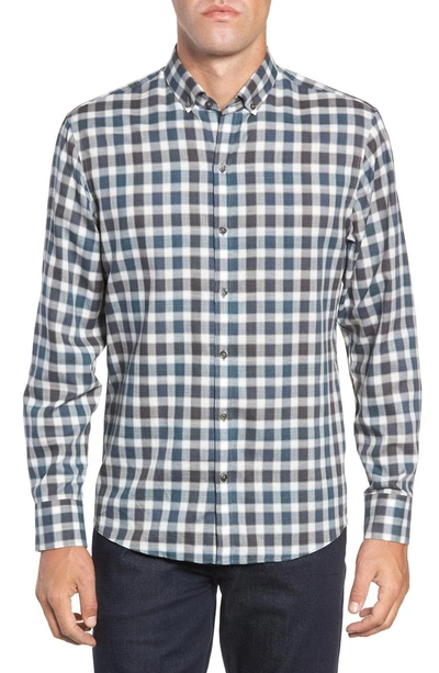 Shop Zachary Prell Buffa Regular Fit Plaid Flannel Sport Shirt In Dark Teal