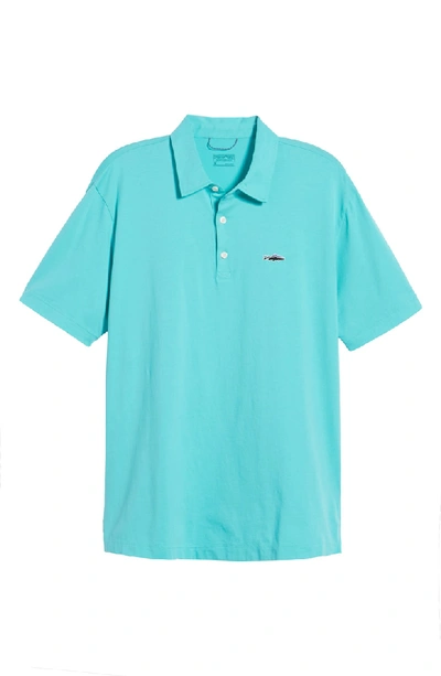 Shop Patagonia 'trout Fitz Roy' Organic Cotton Polo In Straight Blue