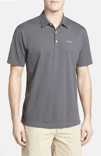 Shop Patagonia Trout Fitz Roy Regular Fit Organic Cotton Polo In Forge Grey