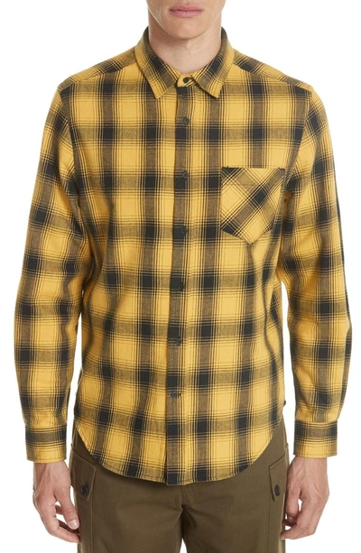 Shop Ovadia & Sons Max Plaid Flannel Shirt In Gold Plaid