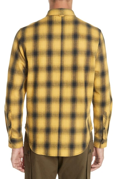 Shop Ovadia & Sons Max Plaid Flannel Shirt In Gold Plaid