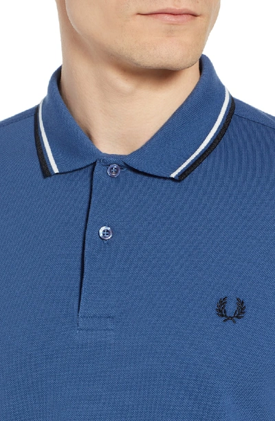 Shop Fred Perry Extra Trim Fit Twin Tipped Pique Polo In Midnight Blue/ White/ Black