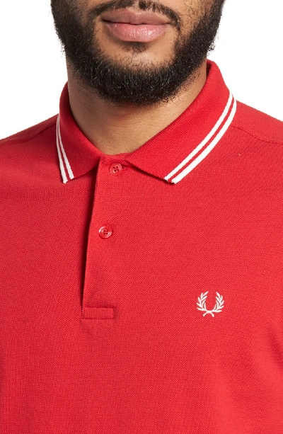 Shop Fred Perry Extra Trim Fit Twin Tipped Pique Polo In England Red/ White