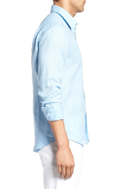 Shop Vilebrequin Caroubie Slim Fit Linen Shirt In Sky Blue