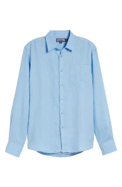 Shop Vilebrequin Caroubie Slim Fit Linen Shirt In Sky Blue