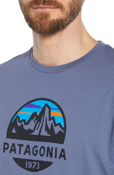 Shop Patagonia Fitz Roy Scope Crewneck T-shirt In Dolomite Blue