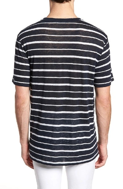 Shop Theory Essential Crewneck Linen T-shirt In Eclipse Multi