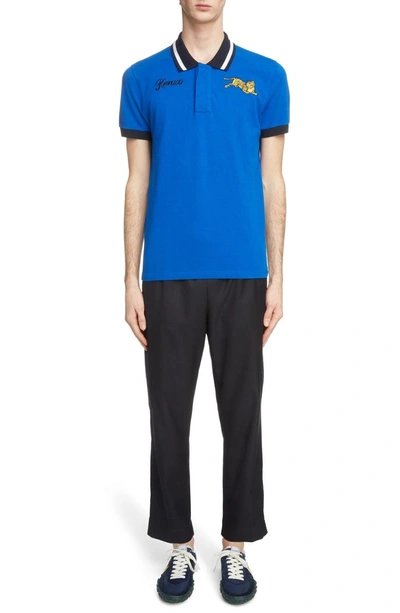 Shop Kenzo Tiger Crest Pique Polo In French Blue