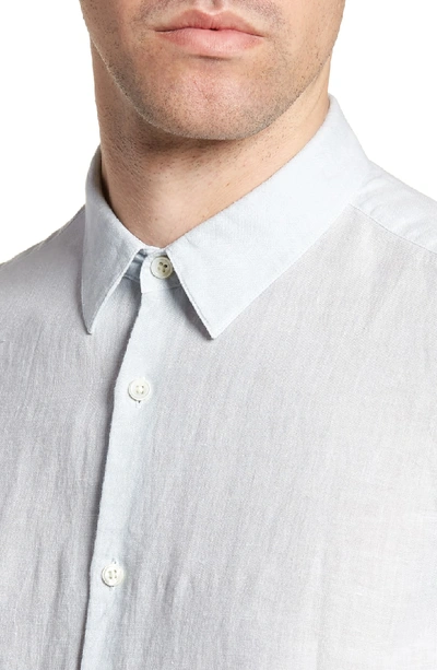 Shop Theory Irving Trim Fit Solid Linen Sport Shirt In Stream