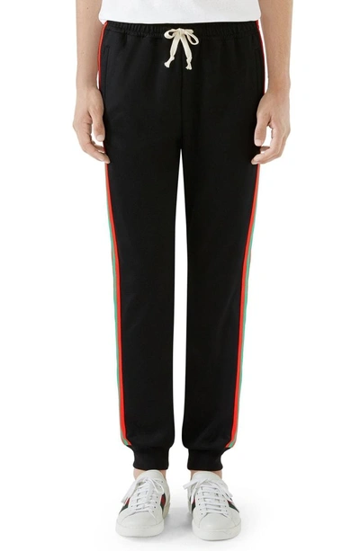 Shop Gucci Web Stripe Sweatpants In Black