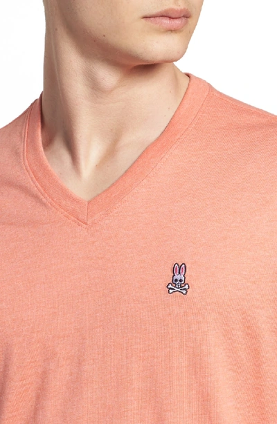 Shop Psycho Bunny V-neck T-shirt In Heather Coral