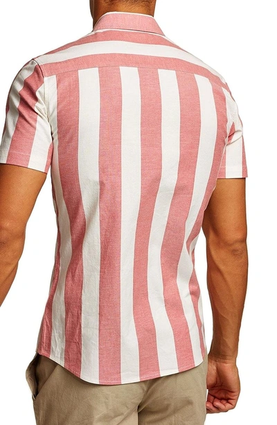 Shop Topman Muscle Stripe Woven Shirt In Red Multi