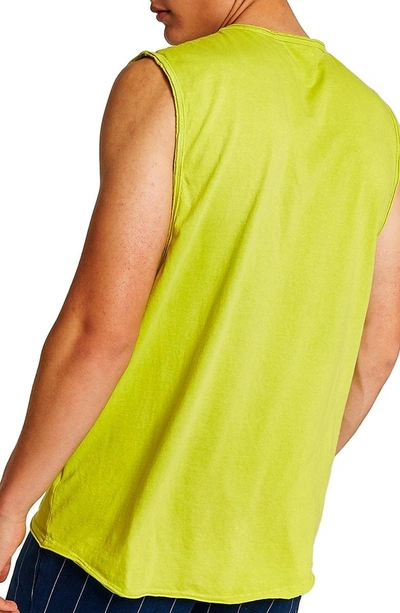 Shop Topman Raw Edge Sleeveless T-shirt In Light Green