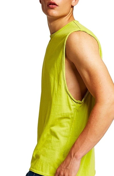 Shop Topman Raw Edge Sleeveless T-shirt In Light Green