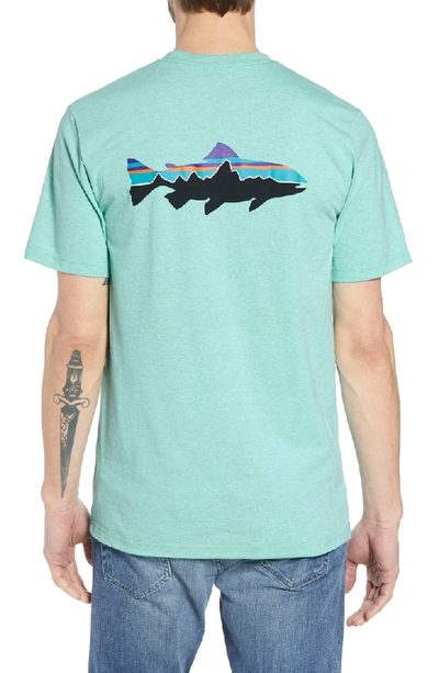 Shop Patagonia Fitz Roy Trout Crewneck T-shirt In Bend Blue