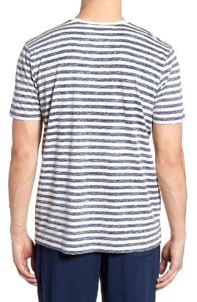 Shop Daniel Buchler Stripe T-shirt In Navy Stripe