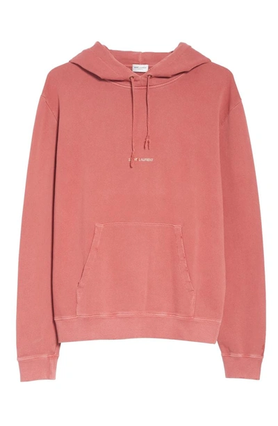 Shop Saint Laurent Logo Hoodie In 6950 Pink