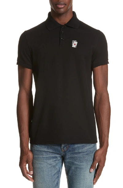 Shop Saint Laurent Sl Card Polo In 1017 Black