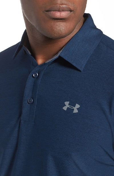 Shop Under Armour 'playoff' Loose Fit Short Sleeve Polo In Academy/ Graphite