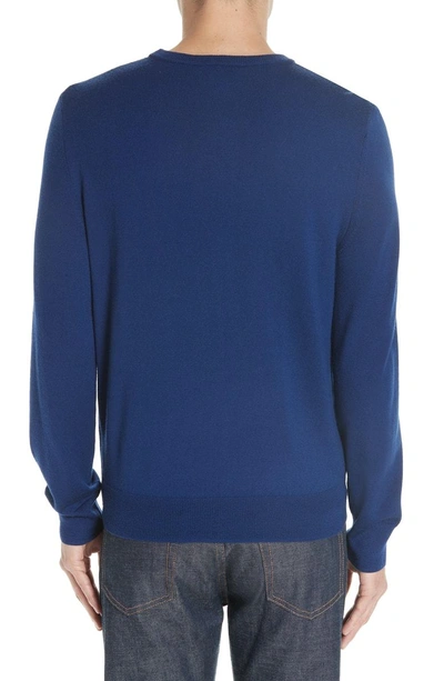 Shop A.p.c. Logo Merino Wool Sweater In Pia Marine