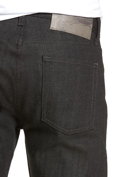 Shop Naked And Famous Weird Guy Slim Fit Jeans In Black X Grey Stretch Selvedge