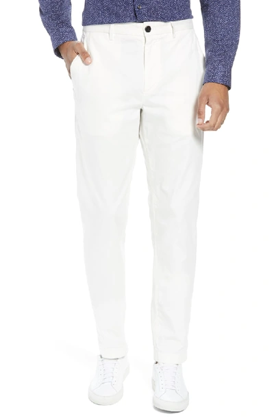 Shop Theory Zaine Patton Flat Front Stretch Solid Cotton Pants In Ivory