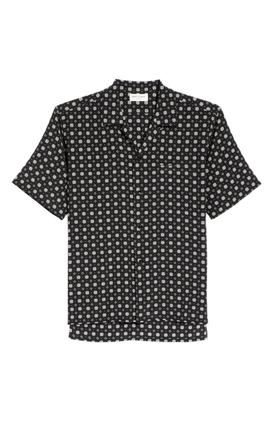 Shop Saint Laurent Patterned Silk Camp Shirt In 1095 Black