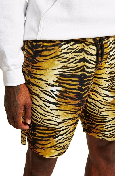 Shop Topman Tiger Print Shorts In Orange Multi