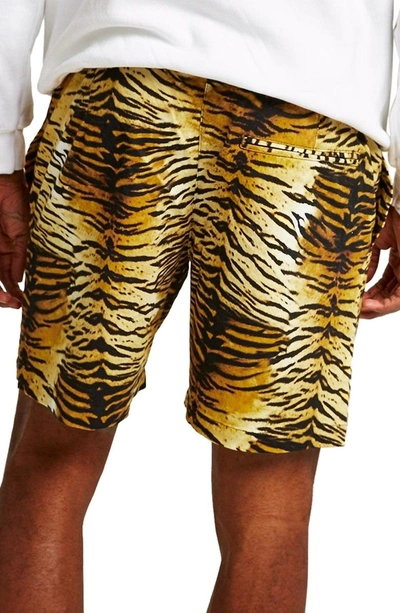 Shop Topman Tiger Print Shorts In Orange Multi